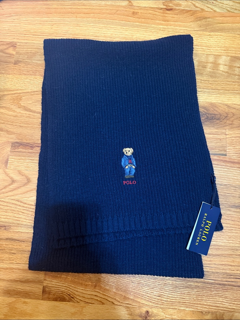 Polo by Ralph Lauren Navy Bear Knit Scarf